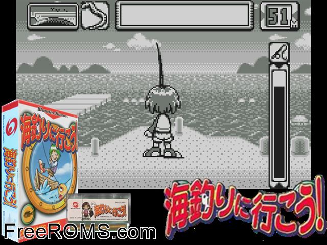 Umizuri Ni Ikou (J) [M][!] Wonderswan game showing 3D box cover and gameplay screenshot